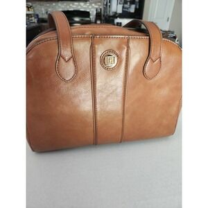Liz Claiborne Satchel Handbag Brown Dome Top Handle Structured Purse‎